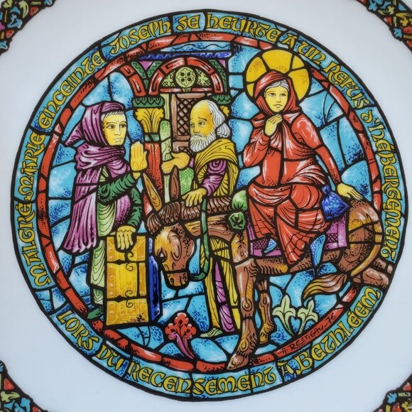 DArceau Limoges Noel Vitrail Refus DHebergement No Room At The Inn 1976 France - Picture 3 of 6